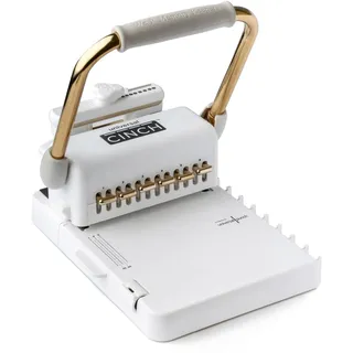 Universal CINCH Bindemaschine, 20 Bindevarianten, Premium-Drahtbindegerät mit Zentrierlineal und Zubehör, Weiß