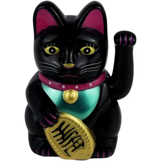 Freak Scene Glückskatze Maneki-Neko klassisch schwarz Solar 10,5cm Winkekatze Lucky cat