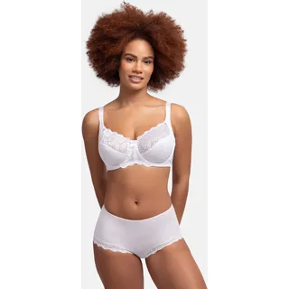DORINA Bügel-BH "PHILIPPA", Damen, Gr. 90, Cup D, weiß, Spitze, Obermaterial: 38% Polyamid, 34% Polyester, 22% Baumwolle, 6% sonstige Fasern, unifarben, bequem, BHs Bügel-BH, mit Satinschleife, elastische Spitze, glänzende Träger