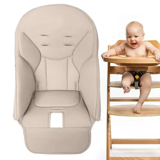 Fovolat Baby-Hochstuhl-Bezug, Baby-Hochstuhl-Kissenbezug, atmungsaktive Hochstuhl-Auflage, bequemes Baby-Esszimmerstuhl-Sitzkissen für Peg Perego, Baoneo, Kosmic Jan, Beige