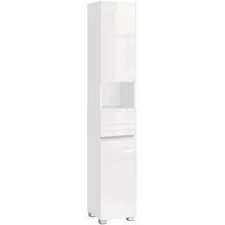 VASAGLE Badezimmerschrank mit Schublade 30 x 170 x 30 cm Weiß