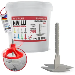 Nivilli SPINNY BIG PACK 700x Spinny Tabs Gewindelaschen Technisch - Profi Nivelliersystem, Verlegehilfe für Fliesen, Outdoorplatten, Natursteine. 2mm Fugenbreite-Materialdicke 3-15mm