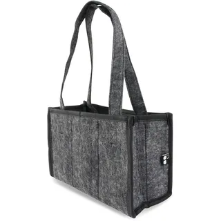 Promotion & Beyond Flaschenträger aus Filz für 6 Flaschen – Männerhandtasche Bierträger Anthrazit – Flaschentasche für 0,33l & 0,5l – Geschenk für Männer zum Vatertag Grillen & Picknick