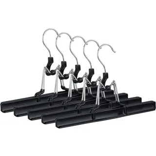 Relaxdays Hosenbügel Metall, Einfachbügel mit Spannklammern, schwarz, 26cm, 5 Stück