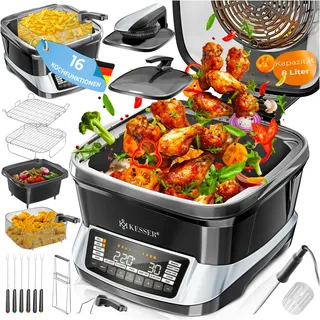 Kesser KESSER® Multikocher Küchengerät 8L & 16 Programme - Grillen, Backen, Schmoren, Dampfgaren Vorheiz- & Warmhaltefunktion, Schnellkochkopf, Heißluftfritteuse, Reiskocher, Slow Cooker, Joghurtbereiter
