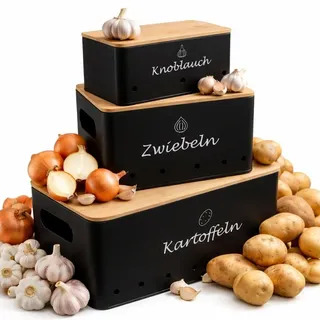 BigDean Aufbewahrungsbox 3er Set Braun/Schwarz
