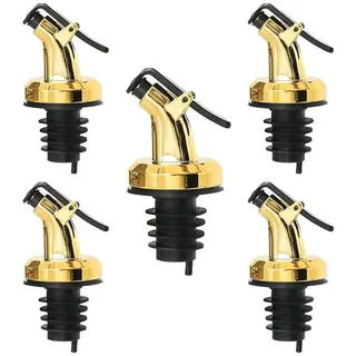 layba Ausgießer für Flaschen Silber Glanz mit Verschlusskappe aus Kunststoff in 5er Set