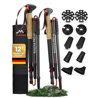 Wanderstöcke faltbar Ultraleichte & Robuste Nordic Walking Stöcke Damen & Herren Trekkingstöcke Ideal für Wandern, Trekking, uvm.