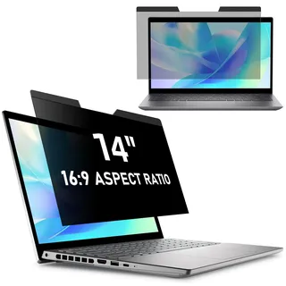 PYS Magnetisch Blickschutzfolie Laptop 14 Zoll Anti Spy Blaulicht Blendfrei Sichtschutz Folie 16:9 Abnehmbarer Sichtschutzfilter Kompatibel mit Lenovo SGIN Dell Acer Samsung Asus Toshiba