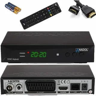 Anadol 555c - Hybrid DVB-T2 / DVB-C HDTV Kabel Receiver - PVR Aufnahmefunktion und Timeshift - Full HD Mediaplayer HDMI + USB - Digitaler Hybrid Receiver - lernbare Fernbedienung