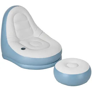 Outsunny Aufblasbares Weiß, Kunststoff, Weiß+Blau 125L x 100B x 87H cm