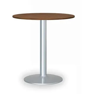 Runder Konferenztisch, Bistrotisch FILIP II, Durchmesser 80 cm, graue Metallgestell, Nussbaum