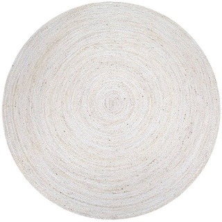 Paco Home Teppich Viborg 595, rund, Höhe: 13 mm, Jute, Modern, Boho, Handgefertigter Natur-Teppich weiß Ø 80 cm x 13 mm