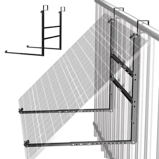 Verstellbare Balkonkraftwerk Halterung für Geländer, L-Haken Aufhängung für 400-600W Solarmodule, Sturmsichere Metallhalterung - Schwarz