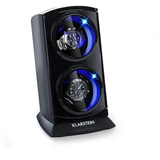 Klarstein Uhrenbeweger, Automatik-, Watch Winder, für Automatikuhren, Leiser Automatischer , Platz 2 Uhren, LED Beleuchtung, 3 Drehmodi, 4 Rotation, Schwarz