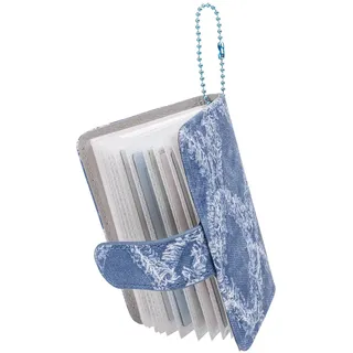 HIYQIN Mini Fotoalbum mit 32 Taschen Kompatibel mit Fujifilm Instax 2x3 Film - für Instax Mini Liplay Mini 12 11 9 8+ 40 50s 90 99 7s EVO, Fotoalbum mit Schlüsselanhänger - Denim