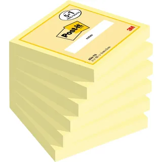 Post-it Post-it® Notes 654 Haftnotizen gelb 5 Blöcke + GRATIS 1 Blöcke