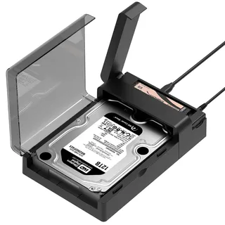 SABRENT M.2 SSD & HDD Festplatten Dockingstation, NVME Gehäuse Festplattengehäuse, 2,5" 3.5" SATA & M2 Dock, Werkzeuglos USB C 10Gbps Docking Station mit Offline Klonen, M 2 Kühlkörper (DS-UFNC)