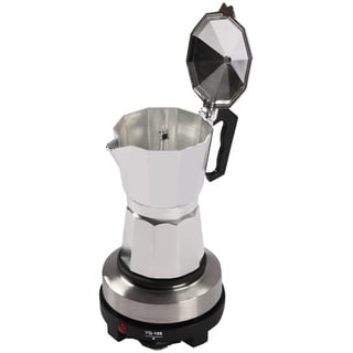 WDRENTOOL Espressomaschine mit Elektrische Heizplatte, 500W Espressokocher Aluminium Espressomaschinen Mokkakanne für Gasherd, Elektroherd, Keramikocher und Campingkocher (3 Tassen)