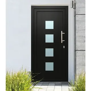 Solid Elements Haustür KF-103  (110 x 210 cm, DIN Anschlag: Rechts, Anthrazit/Weiß)