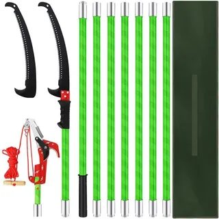 Teleskop-astsäge, 2 – 8 M, Ausziehbare Stangensäge Mit Scharfer Stahlklinge, Astsäge Mit 8 Fiberglasstangen, Hoher Astschneider Zum Beschneiden Von Palmen, Sträuchern