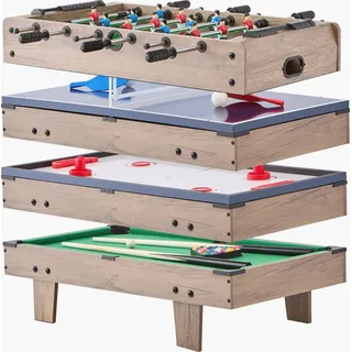 Vevor 4 in 1 Kombi-Spieltisch-Set Airhockey-Tisch (81 cm), Multi-Kombinationstisch mit Pool-Billard & Hockey & Tischfußball & Pingpong & Pushern &... - Schwarz