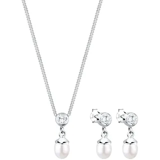 Elli Schmuckset Süßwasserperle Zirkonia 925 Silber