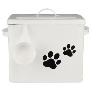 ib laursen Metall-Box mit Deckel für Hundefutter + Messbecher in weiss | Gr.: onesize
