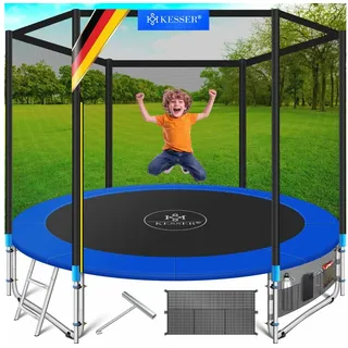 Kesser  Trampoline Komplettset 366 cm inkl. Sicherheitsnetz, Leiter und Randabdeckung blau