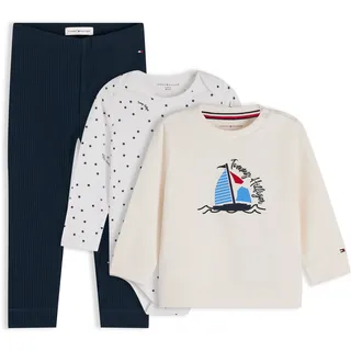 Tommy Hilfiger Neugeborenen-Geschenkset (Set, 3-tlg) Shirt, Body & Jerseyhose für Babys weiß 86 (1J)