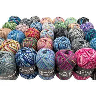 Sockenwolle Strumpfwolle Color 4-fach -10x100gr- Sockengarn bunt sortiert - 420m Lauflänge/100gr-Nadelstärke 2,5-3,0mm