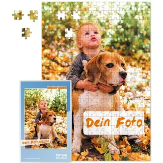 Personalisiertes Fotopuzzle mit eigenem Bild und Text gestalten - 252 Teile, ca. 38 x 26 cm - mit Geschenkbox - Puzzle mit Foto Bedrucken