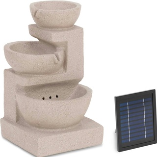 Hillvert Solar Gartenbrunnen - 3 Schalen auf Tonmauer - LED-Beleuchtung