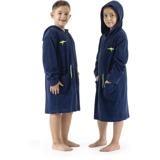 KangaROOS Kinderbademantel KANGAROOS "Kira, Ideal für Zuhause, Schwimmbad oder im Urlaub" Gr. 104, blau, 104, Leichtfrottier, Hausmäntel, modernen, sportliches Design, leuchtenden Akzenten
