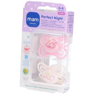 MAM Perfect Night Fopspeen Silicone Pink 0-6 2 St Schnuller