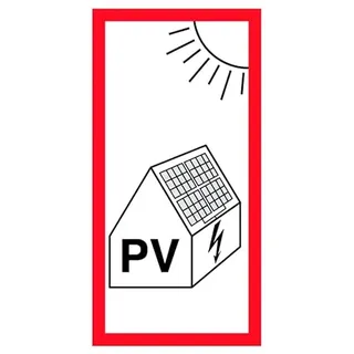 Aufkleber PV-Anlage Hinweis "Photovoltaik-Anlage/Battery" Schild Folie | Variante wählbar Made in Germany, Größe: PV | 10x20cm