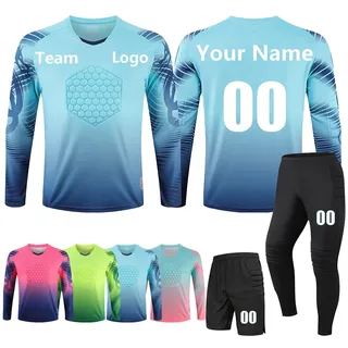 COITROZR Torwarttrikot Personalisieren für Kinder, Benutzerdefiniert Torwart Trikots für Herren mit Benutzerdefiniertem Namen Team Nummer Logo(Light Blue)