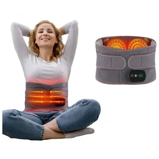 KINSI Heizkissen Beheizter Hüftgurt, Heizung, Wärmegürtel, Vibration,Massage + Wärme, 3-stufig einstellbare Temperatur, 3-stufig einstellbare Massage grau
