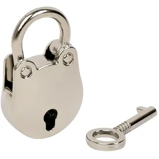 HMF Mini Deko Vorhängeschloss mit Schlüssel, Silber