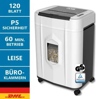Aktenvernichter Papierschredder Partikelschnitt P5 120 Blatt automatisch, leise!