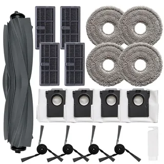 Zubehör-Set Ersatz für MOVA für P50 Pro & für Ultra, Teile umfassen: 4 Filter + 4 Wischpads + 4 Beutel + 1 Hauptbürste + 1 Reinigungsbürste + 4 Seitenbürsten