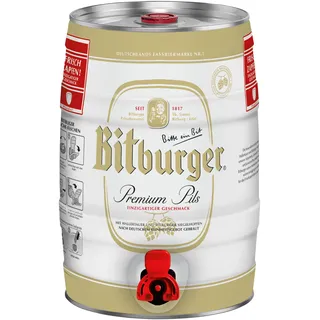 Bitburger Premium Pils 5 Liter Bierfass mit Zapfhahn, Pfandfrei