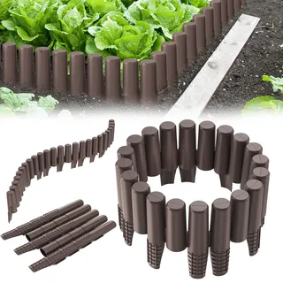 YARDIN Rasenkante Kunststoff Beetumrandung Holzoptik Beeteinfassung für Gärten, Beete Wege 8,4m 30 Stück,