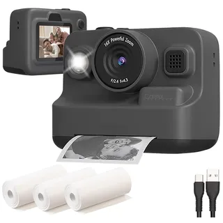 Callstel Full-HD-Sofortbildkamera mit Thermodrucker, Display, Akku, 16x-Zoom