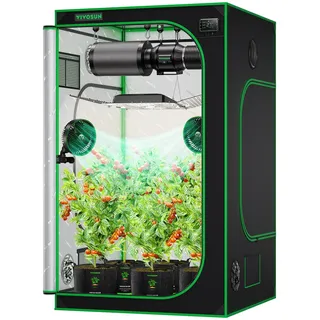 VIVOSUN Growzelt 120x120x200cm mit Reflektierende Mylar für IndoorAnbauzelt | Grow Tent mit Belüftungsfenstern, abgedichtetem Boden & glatten SBS-Reißverschlüssen für Pflanzenzucht Gewächshaus