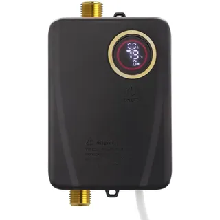 Elektrische Durchlauferhitzer 3,5KW 220V Elektrische Warmwasserbereiter Durchlauferhitzer mit LED Temperaturanzeige und Duschkopf Mini Elektro Warmwasser Durchlauferhitzer (Schwarz)