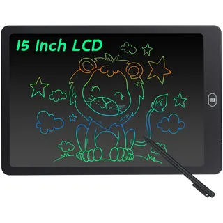 Coolzon LCD Schreibtafel, 15 Zoll Bunte Bildschirm Schreibtablett für Kinder Erwachsene, Löschbare LCD-Zeichenbrett Elektronische Schreibtafel Tragbar LCD Drawing Writing Tablet, Schwarz