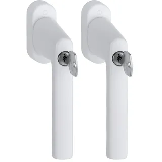 Hoppe Fenstergriff abschließbar VarioFit - VK 7x32-42mm - abschließbarer Fenstergriff mit Schlüssel, Aluminium weiß (Packung mit 2)