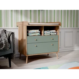 Forte Wickelkommode FORTE "Whenua", beige (mauvelle eiche, salbei, mauvelle eiche), B:89,8cm H:94,4cm T:77cm, Holzwerkstoff, Wickelkommoden, Wickelkommode, Wickelauflage, erhöhter Rand, 2 farbig, Stauraum offen Fächer etc.