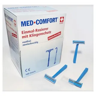 AMPri Med-Comfort Einmalrasierer blau 100 Stück 2- schneidig - Rasierer zweischneidig